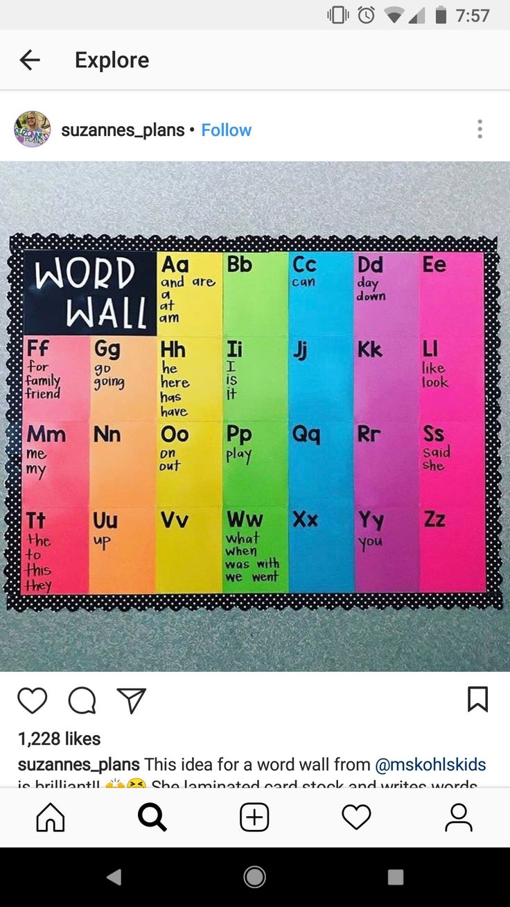 the instagram page for word wall is displayed on an iphone screen, and it appears to be filled with colorful text