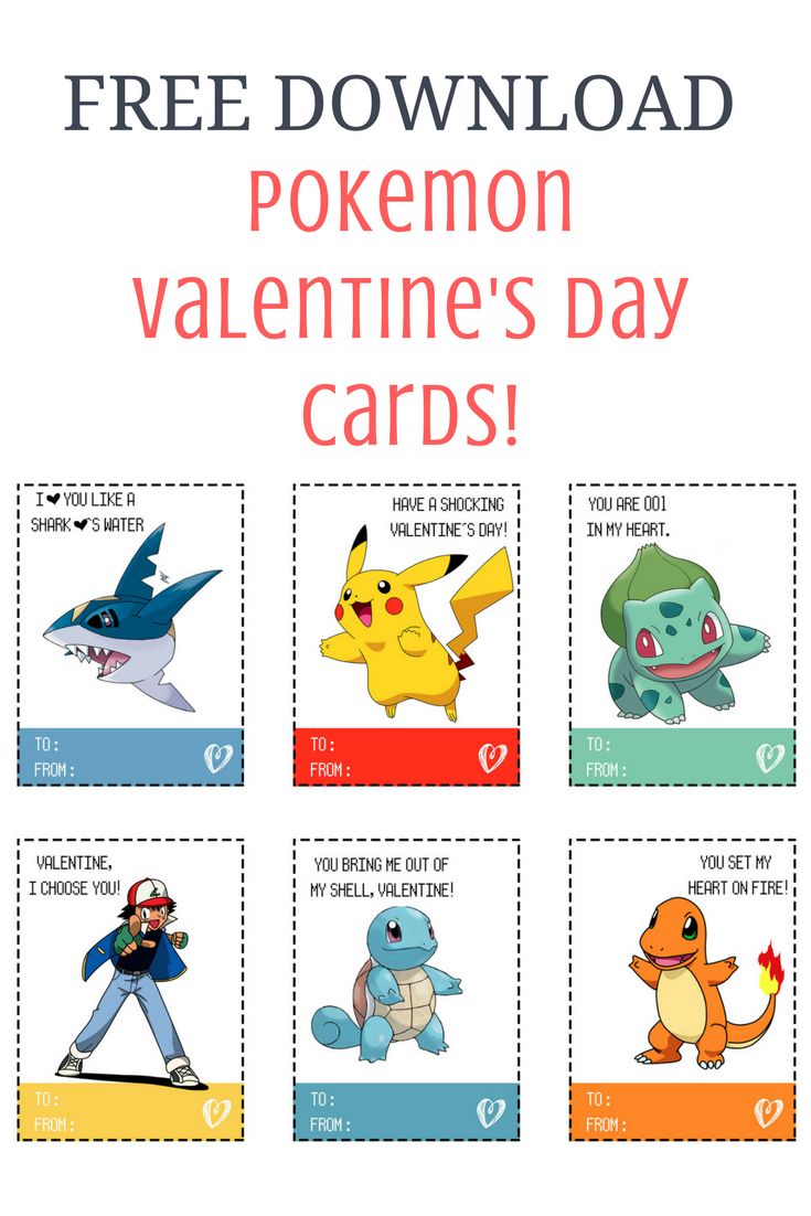 pokemon valentine's day cards with the words free printable for each card in red and