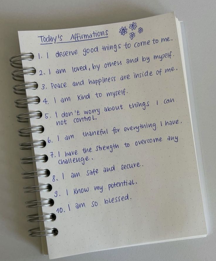 a notepad with writing on it that says today's affirmations i believe god things to come to me