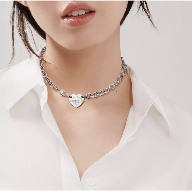 Has Never Left The Box! The Bling Ring, Choker Designs, Return To Tiffany, Sterling Silver Choker, Tiffany Necklace, Lock Necklace, Heart Tag, Platinum Jewelry, Silver Choker