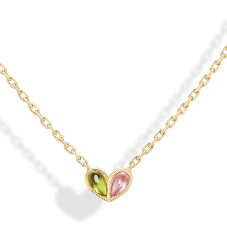 A modern take on a heart design, the sweetheart necklace is the perfect personalized style. Customize with your favorite color or gemstones of your choice. Available in 18K Yellow Gold Gemstone weight = approx. 0.20 carats each Pendant = 9 x 6.5mm Diamond = F-G+ SI1+ Chain length = 16in Colored stones are natural and color may slightly vary Certain gemstones are cabochon cut or faceted cut For custom orders please contact info@stephaniegottlieb.com This item is FINAL SALE Heart-shaped Yellow Gold Birthstone Necklace, Yellow Gold Heart Cut Gemstone Necklace, Elegant Multi-stone Heart Necklace, Elegant Heart-shaped Multi-stone Necklace, Heart-shaped Multi-stone Necklace Gift, Heart-shaped Multi-stone Necklace For Gift, Colored Stones, Dangle Charms, Pink Sapphire