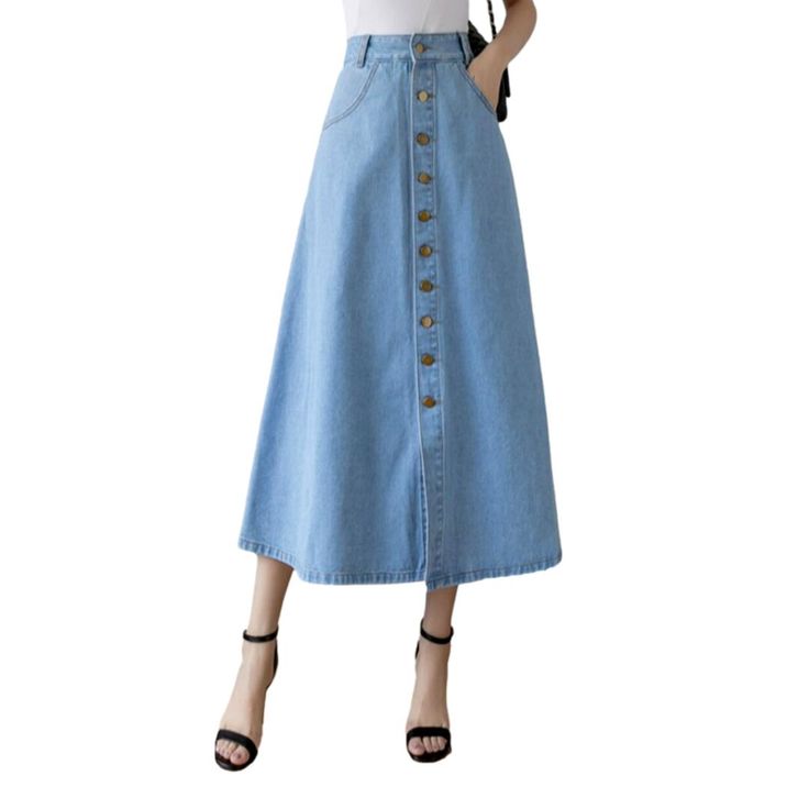 Redefine '90s trendy with our unique stonewashed, long, high-rise denim skirt from the 2023 Spring-Summer Collection!Why You'll Fall In Love: Iconic Throwback: Enjoy a blast from the past with this denim skirt, a perfect combination of ageless and trendy. Vintage Style: Its long, high-waisted fit and stonewashed finish exude old-world charm. Comfortable & Versatile: Whether you're out for a stroll or dancing the night away, you'll be sure to stay unfussy in this denim skirt. Timeless Appeal: Its Flare Denim Skirt, High Rise Denim Skirt, Denim Skirts Online, Flared Denim Skirt, Womens Denim Skirts, Blast From The Past, High Rise Denim, Denim Flares, Western Outfits