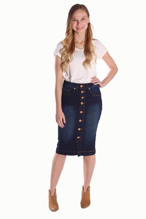 Bennett Denim Skirt-Dark Wash Modest Skirts, Dark Indigo, Small Waist, Modest Outfits, Denim Skirt, Clothing Brand, Outfit Ideas, Split, Cute Outfits