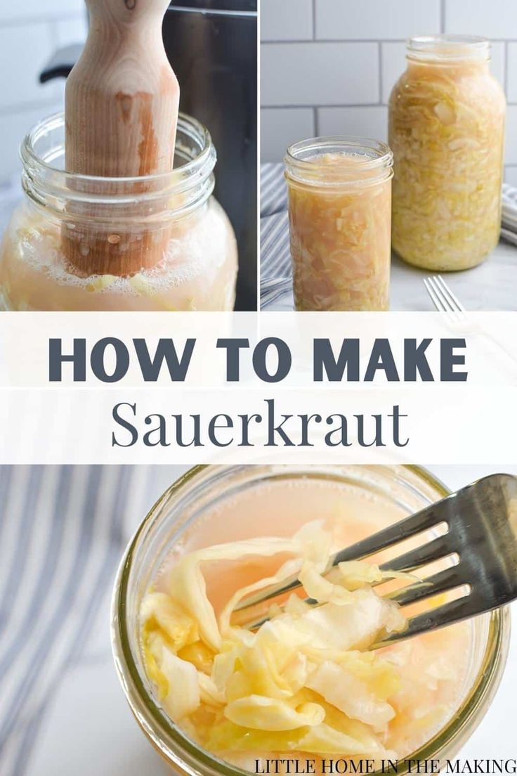 how to make sauerkraut in a glass jar with spoons and jars