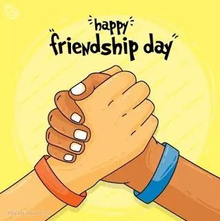 two hands holding each other with the words happy friendship day