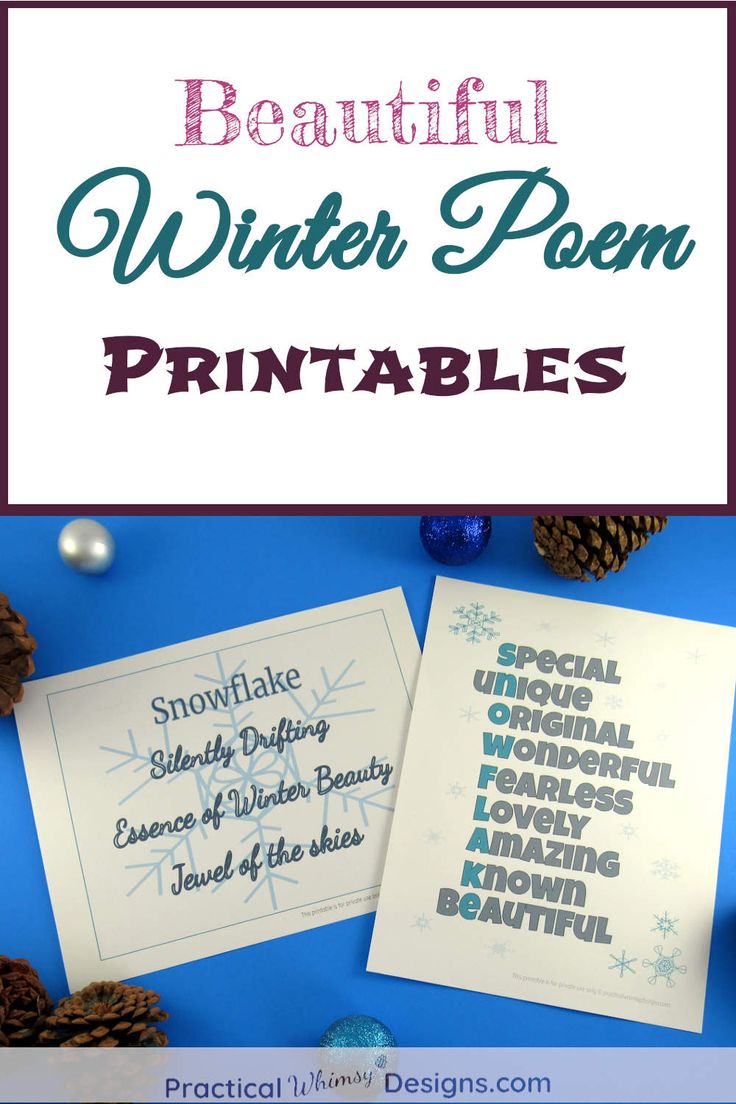 the beautiful winter poem printables are perfect for kids to use on their christmas cards