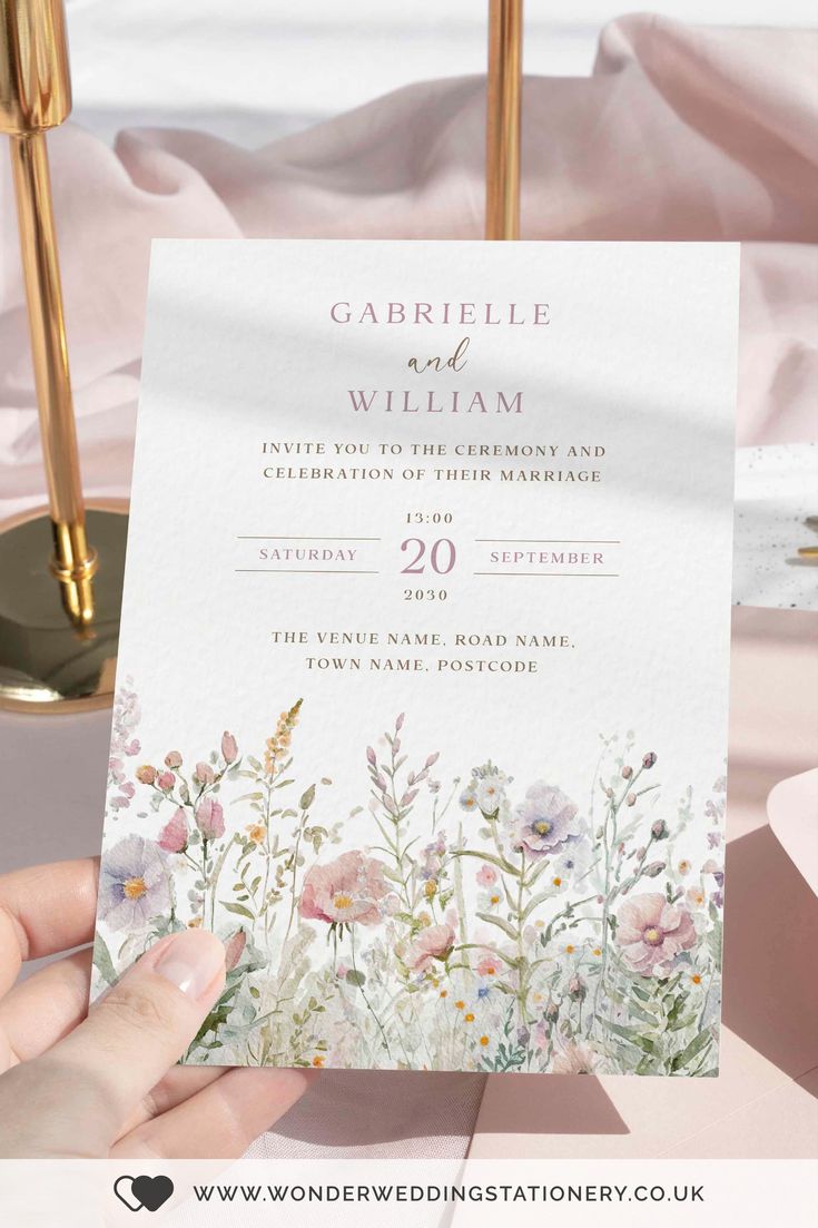 Dusty Pink Wildflower Wedding Invitations Pastel Wedding Invitations, Garden Chic Wedding, Wildflower Wedding Invitations, Wedding Invitation Inspiration, Family Engagement, Wedding Invitation Card Design, Theme Color, Invitation Inspiration, Pastel Wedding