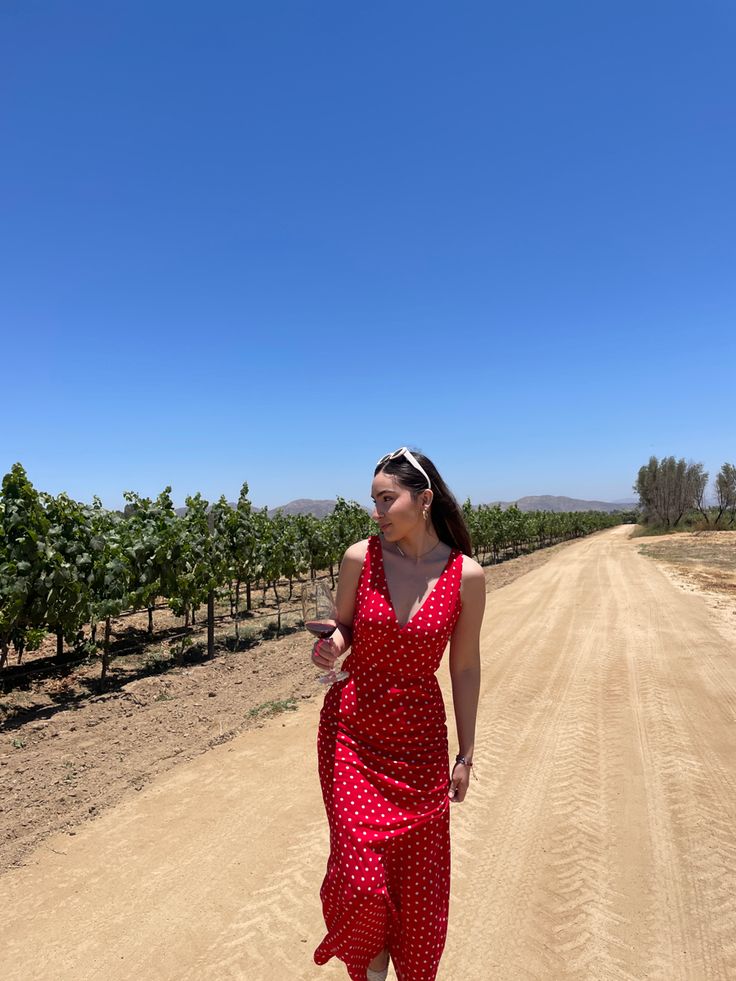 Long red polka dot dress Red Polka Dot Dress Outfit Summer, Red Polka Dot Dress Outfit, Red Dotted Dress, Red Polka Dot Dress Summer, Realisation Par Cherry Dress, Polka Dot Dress Outfit, Realisation Par Polka Dot Dress, Red Polka Dot Dress, Long Red