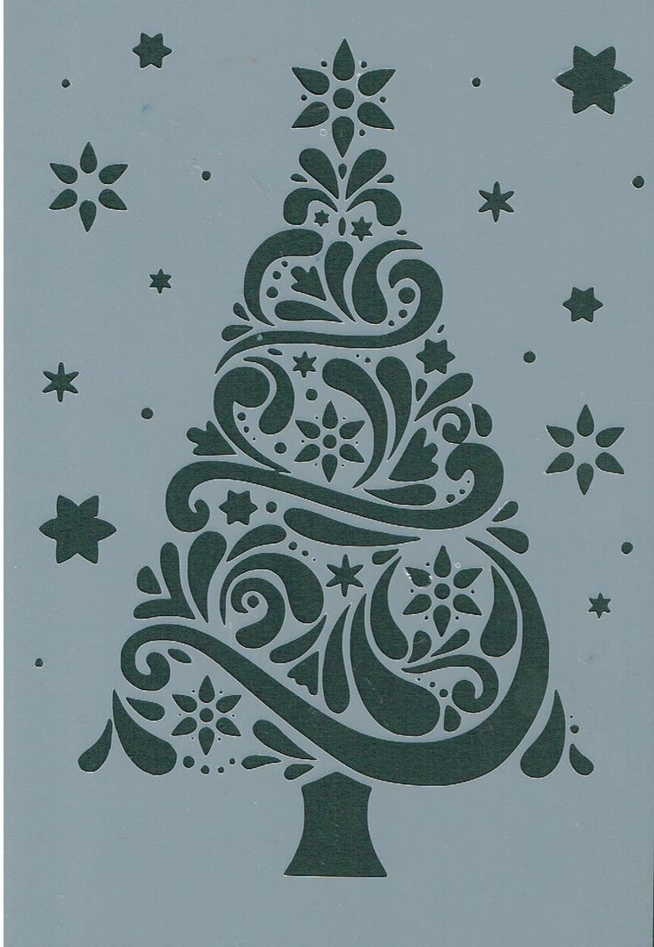 a christmas tree with stars and swirls on it