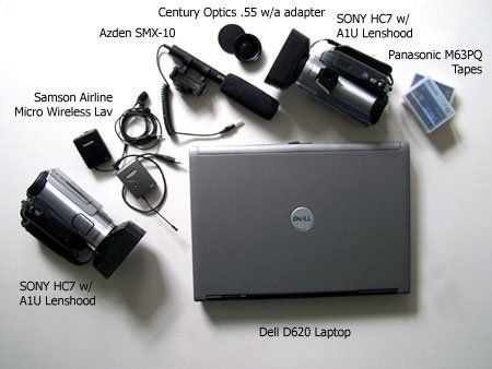 a laptop computer sitting on top of a table next to other electronic devices and accessories