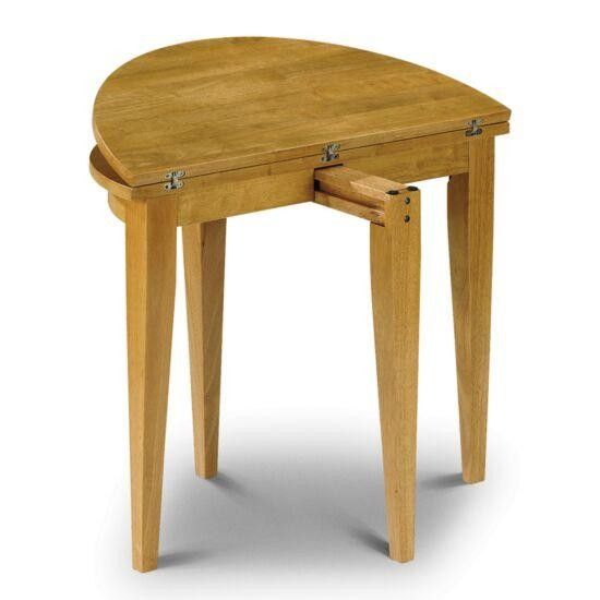 a wooden table with two small tables on it's sides and one is turned upside down