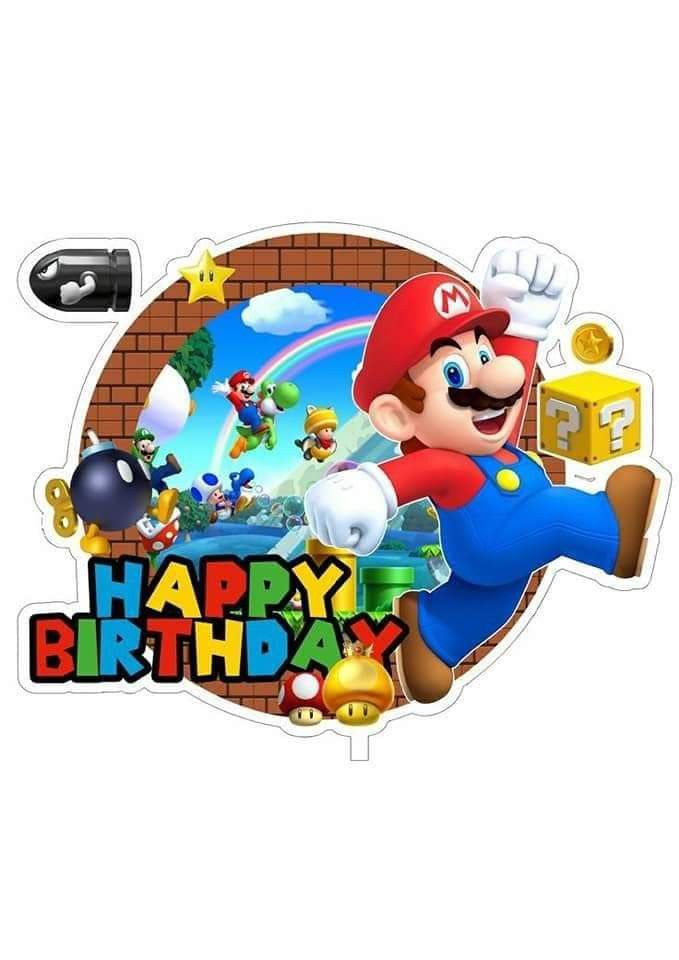 an image of a happy birthday card with mario