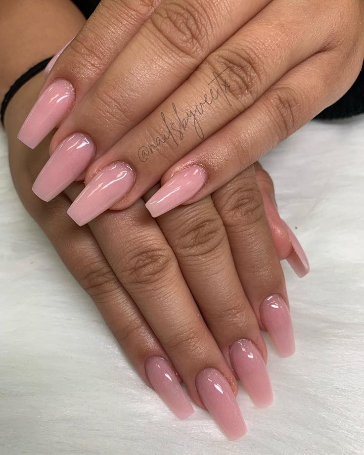 Light Pink Nails Ballerina Shape, Pink Ballerina Nails Medium, Medium Coffin Pink Nails, Plain Medium Acrylic Nails, Pink French Tip Nails Coffin Medium, Really Light Pink Nails, Medium Ballerina Acrylic Nails, Pink Nails Coffin Medium, Light Pink Nails Coffin