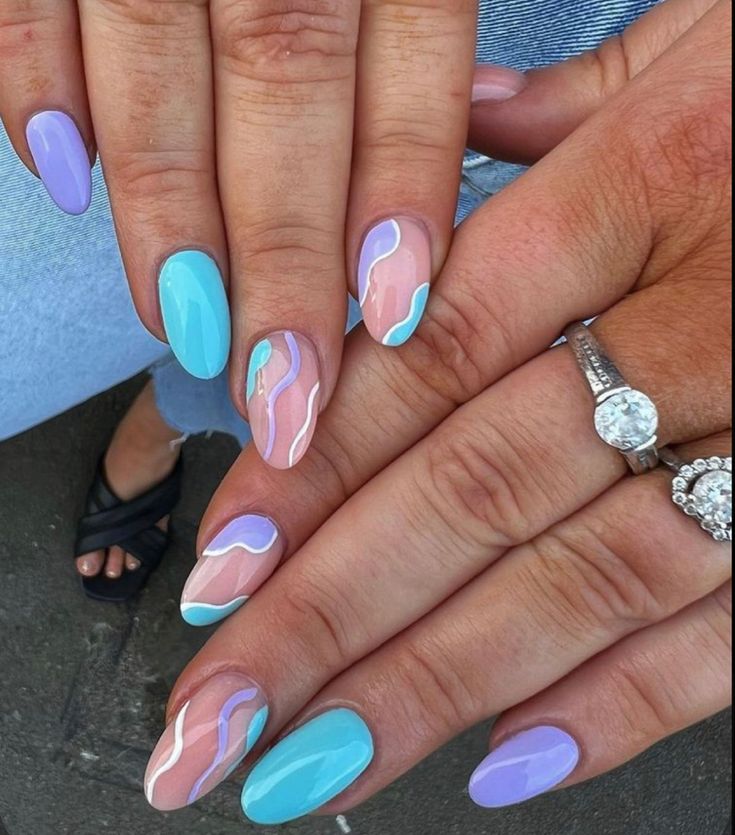 Summer Nails 2023, Teal Nails, Nails Art Designs, Simple Gel Nails, Summery Nails, Cute Gel Nails, Nails 2023, Short Acrylic Nails Designs, Pretty Acrylic Nails