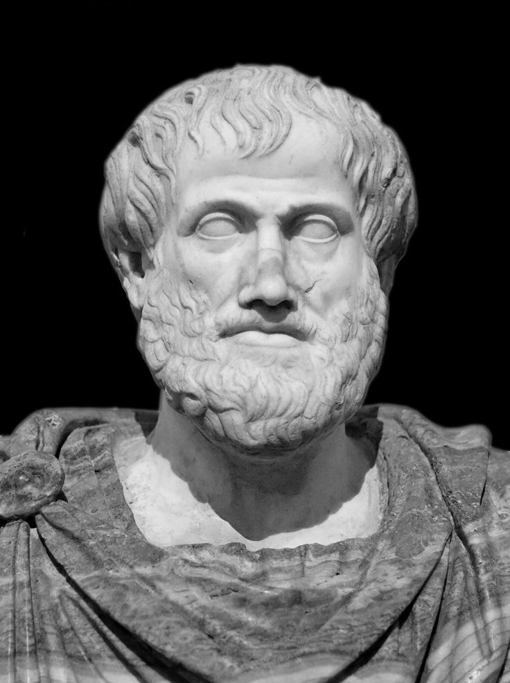 the bust of an ancient man with a beard and wearing a striped shirt is shown in black and white