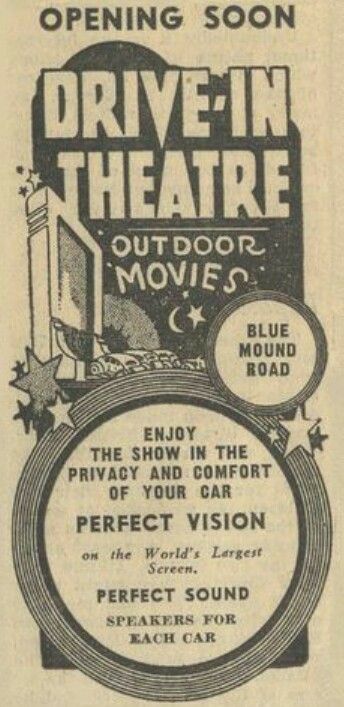 an old advertisement for the drive in theatre