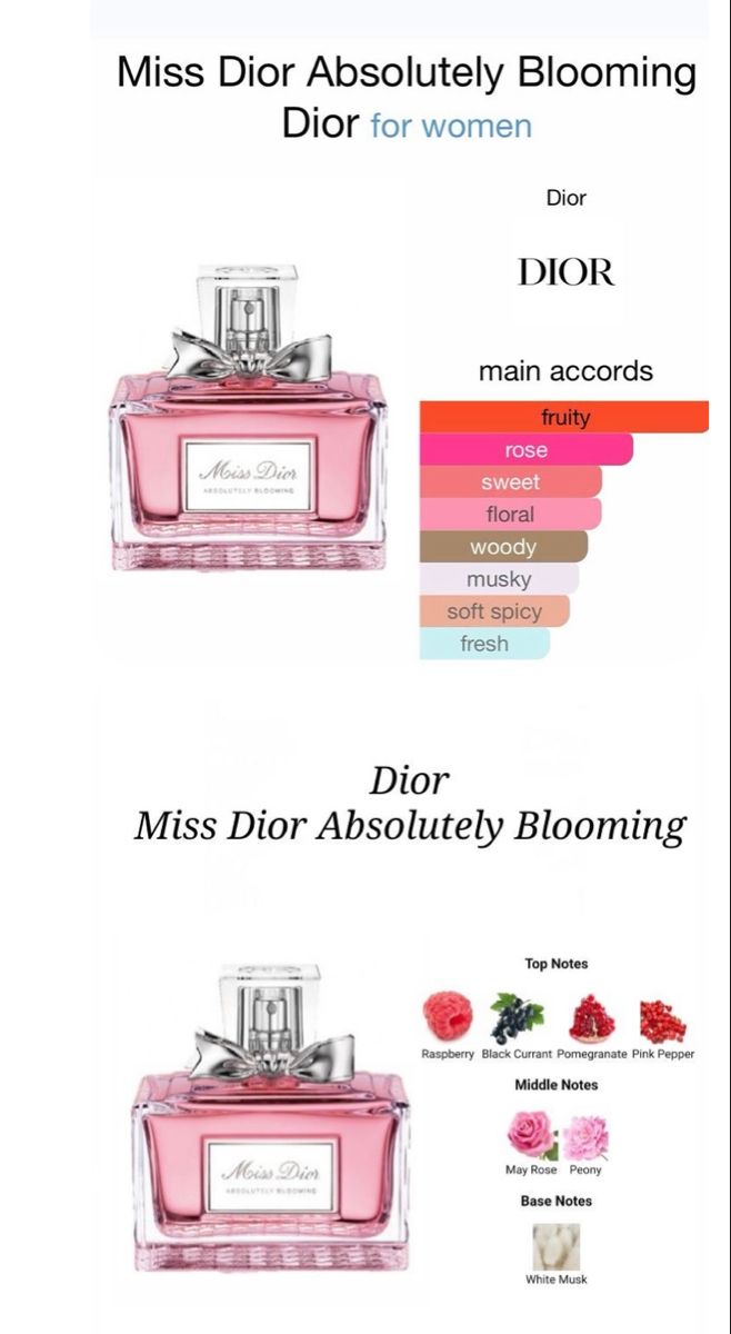 Top Notes Middle Notes Base Notes, Miss Dior Perfume Absolutely Blooming, Floral Fragrance For Women, Peony Perfume Fragrance, Perfume Top Notes, Fruity Fragrance For Women, Black Currant Perfume, Best Floral Perfume, Floral Fruity Perfume