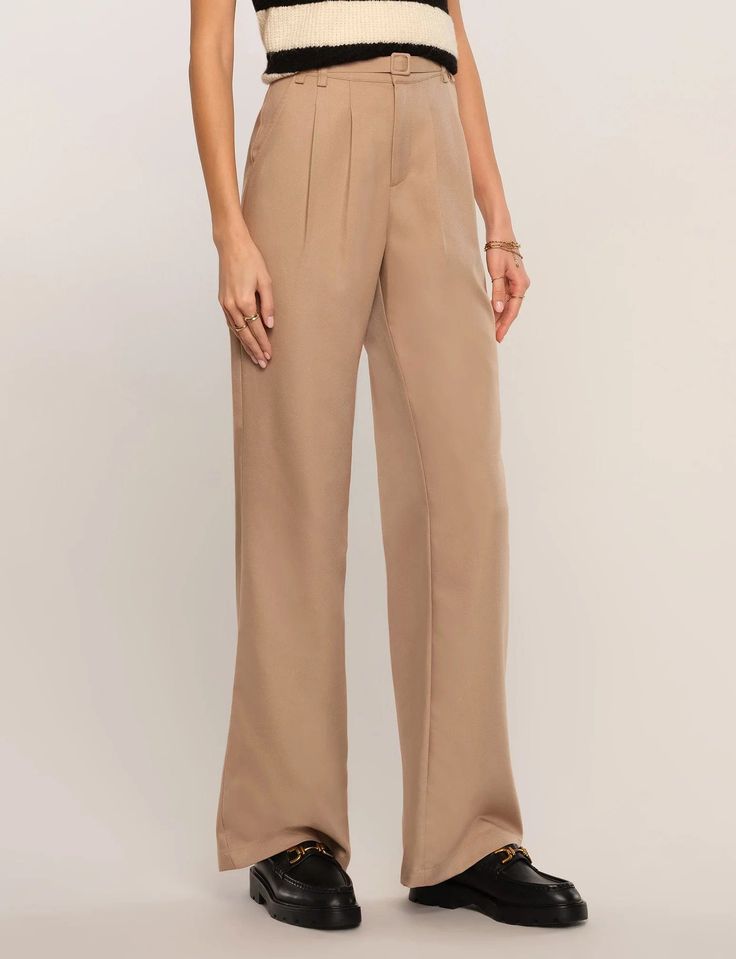 Heartloom Anjelika Pant Trouser in Camel Chic Wide-leg Pants, Chic Beige Wide-leg Dress Pants, Chic Beige Wide Leg Dress Pants, Chic Wide Leg Trousers, Trendy Wide Leg Dress Pants For Workwear, Trendy Belted Straight Pants, Tailored Beige Wide Leg Pants, Elegant Wide Leg Pants With Belt, Chic Tailored Wide Leg Pants For Business Casual