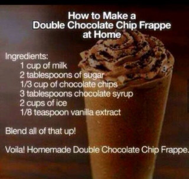 chocolate chip frappe at home recipe with instructions on how to make it in the microwave