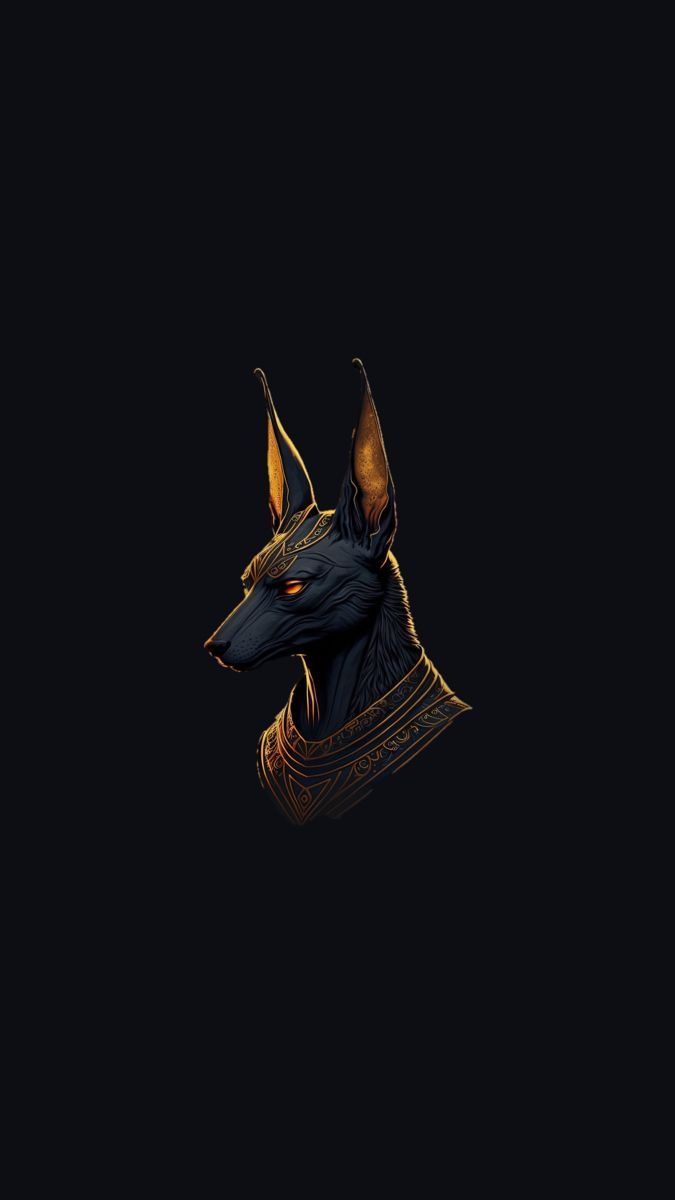 an egyptian mask is shown against a black background with gold details on the head and neck