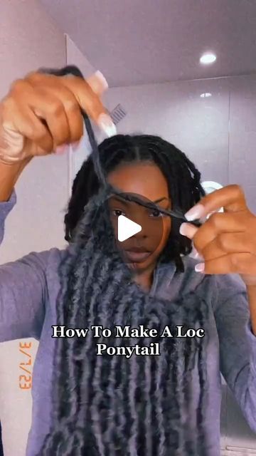 Vicky on Instagram: "NEED: 2 packs of Locs crochet hair STEPS: open the hole at the top of each loc and slide it onto ONE horizonal loc. Once all locs are on the one horizontal loc, open the hole of the horizontal loc and insert the other end of the horizonal loc inside of that hole! #locbobtutorial #locbobstyle #locbob #locstylesforwomen #locstyles #shortlocs #shortlocstyles" Loc Styles With Hair Added, Quick Short Loc Styles For Women, Black Women With Locs Aesthetic, Cruise Loc Styles, Locstyles Women Short, Chole Bailey Loc Styles, Womens Locs Hairstyles, Loc Hairstyles With Added Hair, Loc Ponytail With Weave