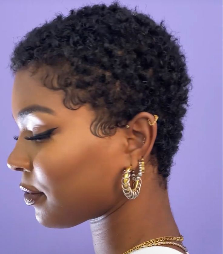 Pixie Haircut Natural Hair Black Women, Black Female Natural Short Haircuts, Women's Natural Hairstyles, Black Natural Short Haircut, Short S Curl Hairstyles For Black Women, Low Hair Cut For Women, Natural Short Hair Cuts For Black Women With Round Face, Short Flatironed Natural Hair, Short Hair 4c Natural