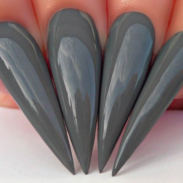 Grey Nails Dip Powder, Smokey Gray Nails, Dark Grey Dip Nails, Dark Gray Dip Powder Nails, Dark Gray Dip Nails, Green Mani, Purple Gel Nails, Kiara Sky Gel Polish, Kiara Sky