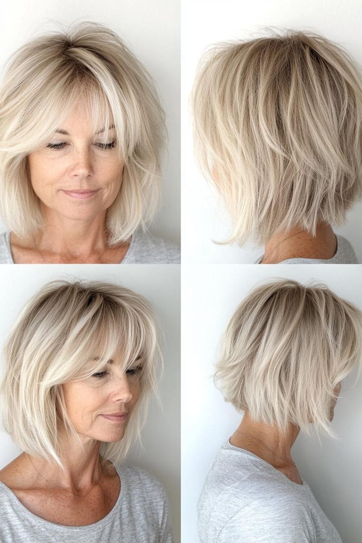 38 Stylish Medium Shaggy Hairstyles for Women Over 50 Hairstyles For Women Over 50 In 2024, Medium Shaggy Hairstyles, Shaggy Hairstyles, Textured Haircut, Layered Bob Haircuts, Curly Pixie Cuts, Blonde Haircuts, Hairstyles For Women Over 50, Silver Grey Hair