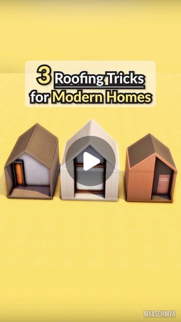 three cardboard houses with the words 3 roofing tricks for modern homes on top of them