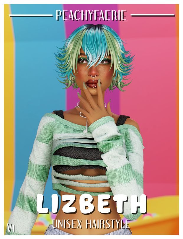 ✧ LIZBETH HAIR : BY PEACHYFAERIE ✧ | Patreon Cynthia Rugrats, Sims 4 Patreon, Hair Streaks, Hair Creations, Cocoppa Play, Dirty Blonde, Sims 4 Cc Finds, Roots Hair, Rainbow Hair