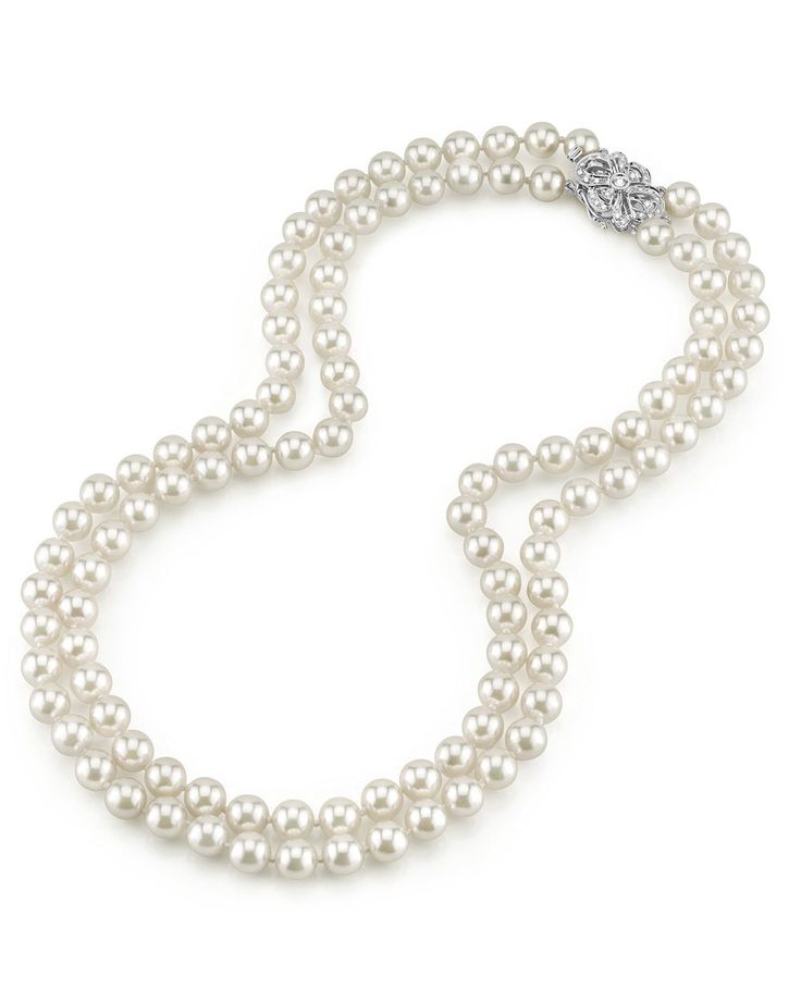 Japanese Akoya White Pearl Double Strand Necklace Luxury Double Strand Pearl Necklace For Formal Occasions, Formal Double Strand Pearl Necklace With Pendant, Luxury Double Strand Pearl Necklace, Double Strand Pearl Necklace For Formal Occasions, Formal Double Strand Pearl Necklace, Double Strand Akoya Pearl Necklace, Elegant Double Strand Pearl Necklace With Charm, Elegant Double Strand Akoya Pearl Necklace, Classic Double Strand Pearl Pendant Jewelry