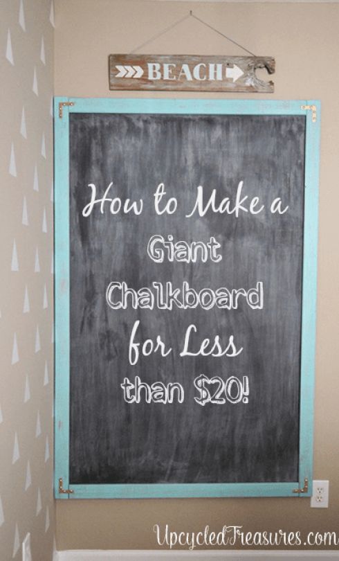 a chalk board with the words how to make a giant chalkboard for less than $ 20