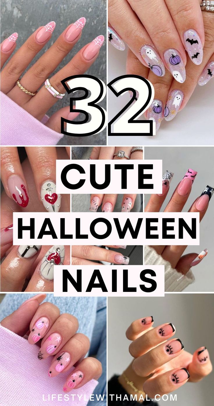 Looking for cute Halloween nails? Take a look at these spooky cute Halloween nail designs that are bound to capture your attention! They're so creepy yet easy to copy too. cute Hallooween nails short | cute Halloween nails acrylic Nail Designs For Halloween Easy, Halloween Nails Pretty, Acrylic Nails Halloween Simple, Super Cute Halloween Nails, Halloween Nail Art Almond Shape, Nail Design For Halloween, Spooky Simple Nails, Cute Basic Halloween Nails, Short Dip Powder Nails Halloween