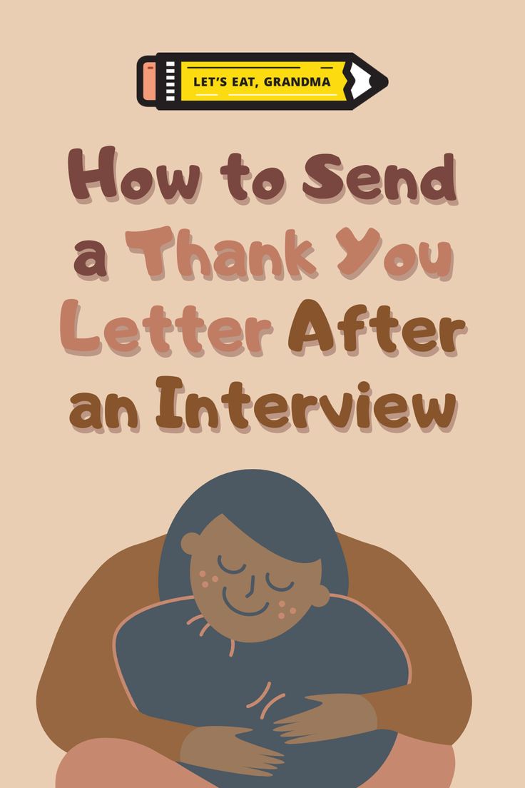 a person sitting down with the words how to send a thank you letter after an interview