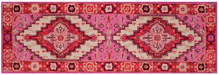 Crafted of soft wool with lustrous viscose highlights, this medallion-style rug makes a statement in any space with its bright, bold color palette. We recommend a rug pad to extend the life of your rug and keep it securely in place. Bold Color Palette, Pink Ivory, Pink Kitchen, Traditional Rug, Bold Color, Soft Wool, Rug Styles, One Kings Lane, Rug Making