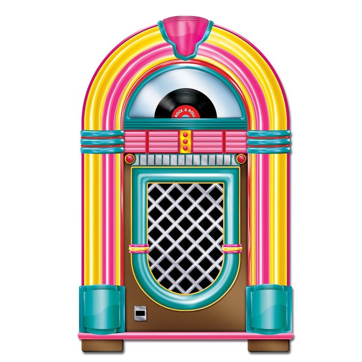 an old fashioned jukebox with colorful stripes