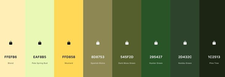 an image of the color scheme for different colors and sizes, including red, yellow, green