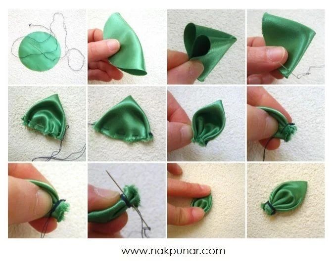 step by step instructions on how to make an origami flower with satin ribbon