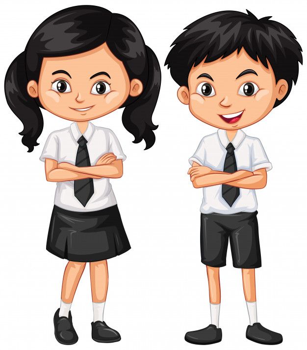 two girls in school uniforms standing with their arms crossed