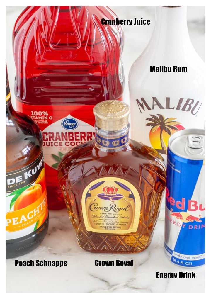 the ingredients for an alcoholic drink are shown here