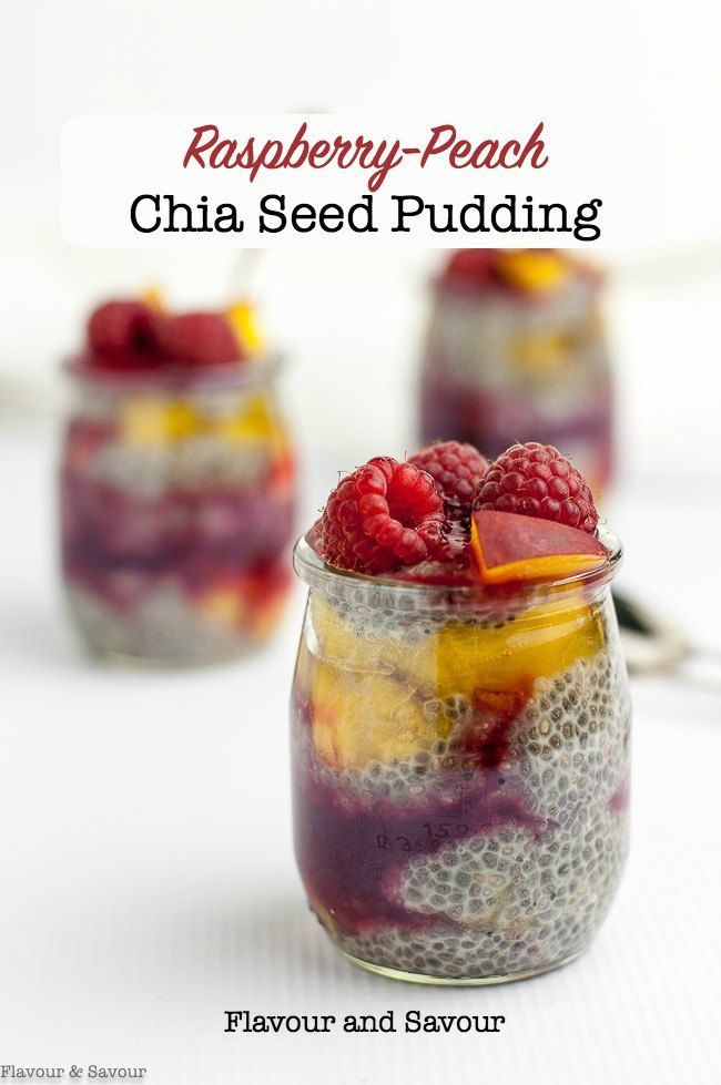 raspberry peach chia seed pudding in a jar