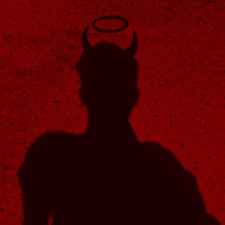 the shadow of a devil with horns on it's head