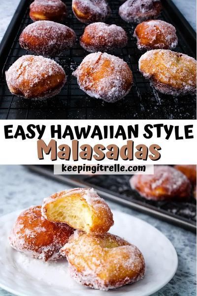 an easy hawaiian style macaroni and cheese donuts are on a white plate