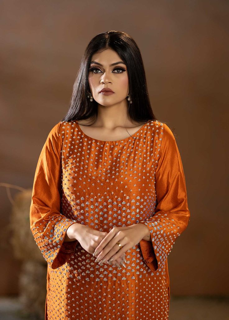 Add a touch of glam to your style with our Burnt Orange Sequins Outfit. It's perfect for standing out and looking classy at any event. Shine on effortlessly! Elegant Embellished Evening Sets, Chic Embellished Formal Sets, Elegant Fitted Hand Embellished Sets, Festive Chic Fitted Sets, Chic Fitted Festive Set, Chic Festive Fitted Sets, Elegant Sequined Party Sets, Elegant Evening Sets For Fall, Elegant Evening Sets For Party Season