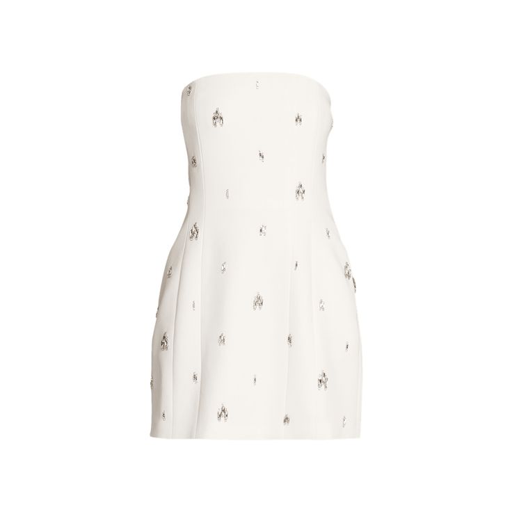 A.L.C. "Elsie" mini dress featuring allover jewel-embellishment  Strapless neckline Sleeveless Sheath silhouette Hem falls above the knee Back zip  Triacetate/polyester Lining: Elastane/polyester Dry clean Imported Above The Knee, Tops Designs, Mini Dress, Luxury Fashion