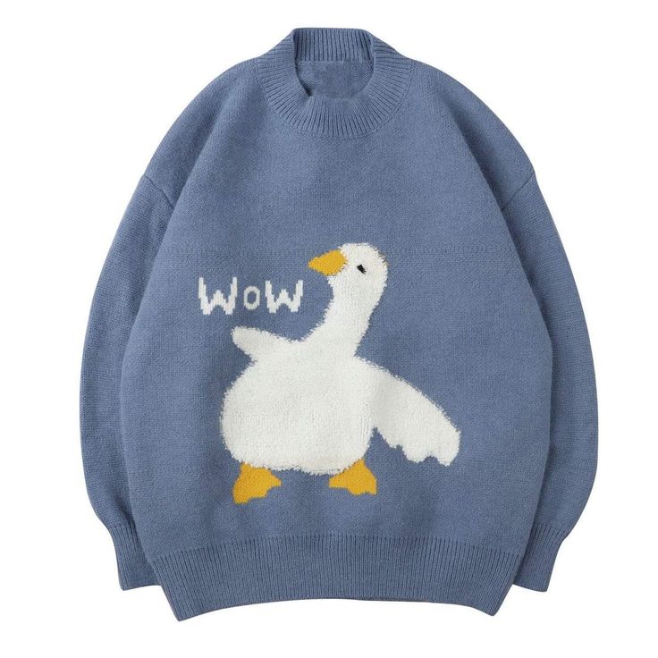 Cartoon Goose, Harajuku Winter, Duck Sweater, Knit Duck, Knitted Sweater Men, Goose Pattern, Winter Cartoon, The Cardigans, Oversized Streetwear