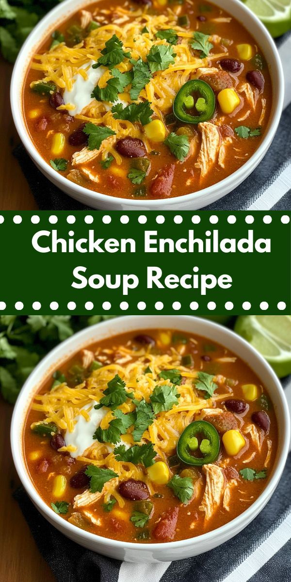 two bowls filled with chicken enchilada soup