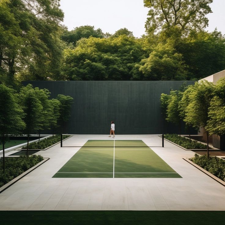 a man standing on top of a tennis court with a racquet in his hand