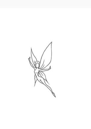 a line drawing of a fairy with wings