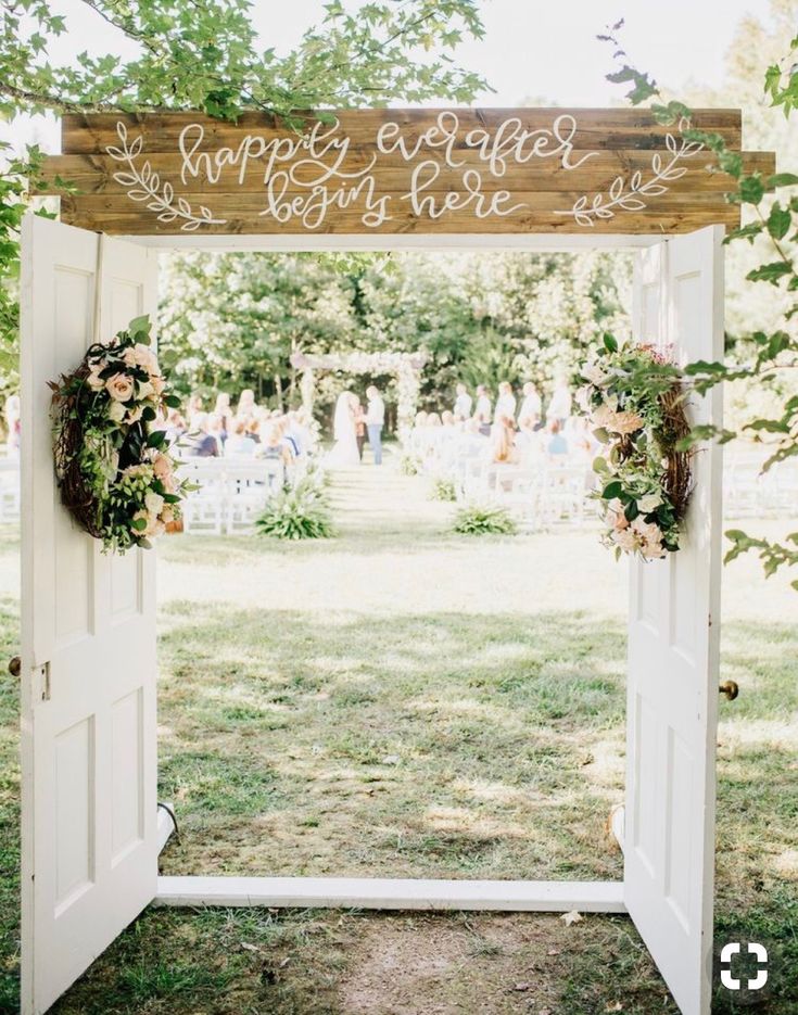 an open door with the words happy ever after being married